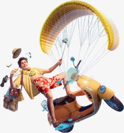 降落伞摩托车夏威夷男子海报背景素材