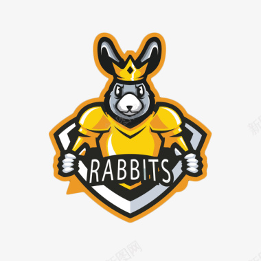 兔子黄色兔子体育竞技游戏logo矢量图图标图标