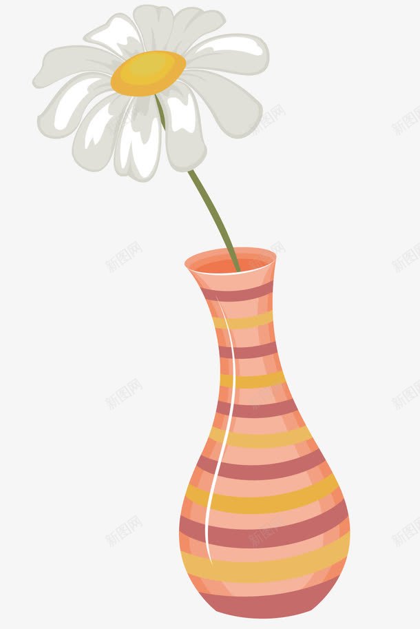 一个花瓶png免抠素材_88icon https://88icon.com 一只花 一朵花 卡通 瓶子 白色的花 花瓶