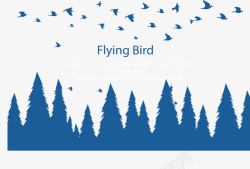 丛林自由翱翔的鸟群矢量图素材