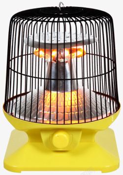 金属笼子黄色底盘简易式电暖炉高清图片