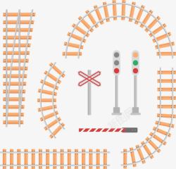 矢量交通灯铁轨红绿灯高清图片