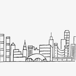 国际大都市轮廓城市建筑简笔画高清图片