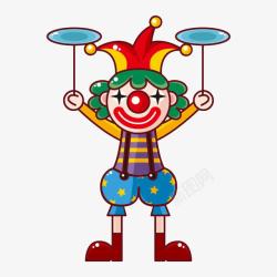 卡通马戏团小丑小丑转盘子高清图片