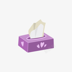 长方体盒子样机紫色带爱心图案的抽纸巾卡通高清图片
