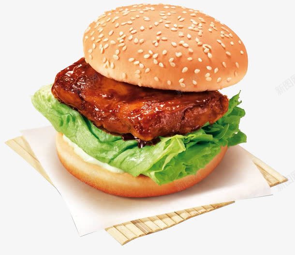鸡排生菜美味汉堡png免抠素材_88icon https://88icon.com 快餐 汉堡 生菜 美味 食物 鸡排