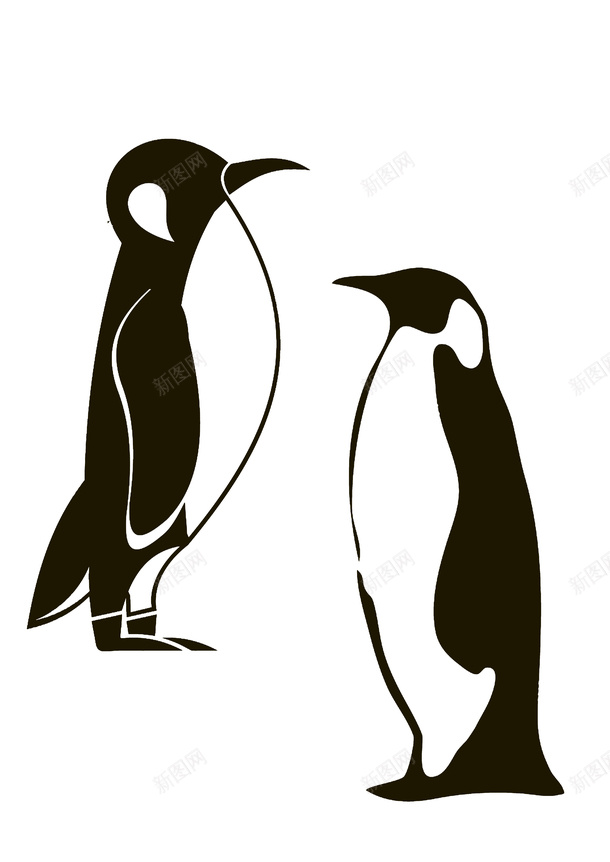 卡通黑白企鹅一对元素png免抠素材_88icon https://88icon.com 儿童画 卡通图 卡通黑白企鹅元素 画芯 黑白画