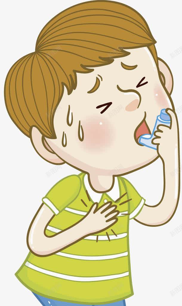哮喘的男孩png免抠素材_88icon https://88icon.com 冷汗 卡通 哮喘 喷药 帅气 手绘 男孩 难受
