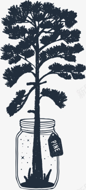 树木黑白花臂图案矢量图图标图标