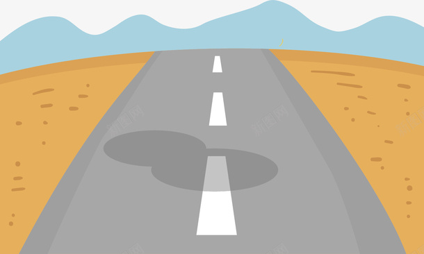 一望无尽的道路矢量图ai免抠素材_88icon https://88icon.com 大山 宽广 无尽 灰色 白线 荒漠 阴影 马路 矢量图