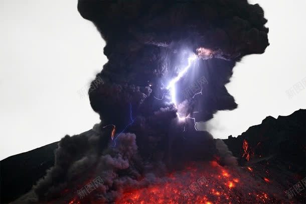 火山爆发png免抠素材_88icon https://88icon.com 图片 火山岩石 燃烧 自然 闪电 黑烟