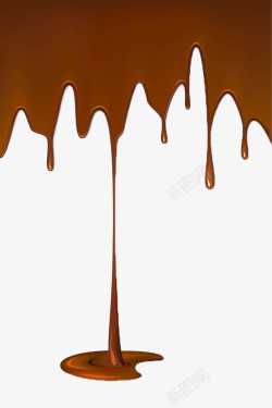 手绘棕色流淌巧克力浆素材