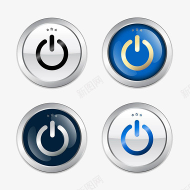 金属拉丝按钮系列金属质感外框开机按钮图标图标
