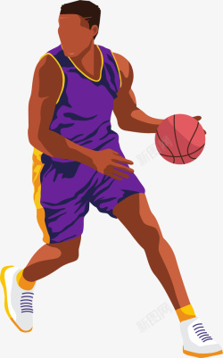 激情打篮球的男人插画素材