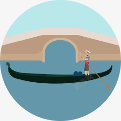 桥梁图标中国风江南水乡特色摆渡船图标高清图片