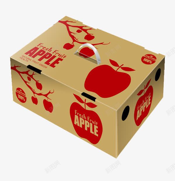 瓦楞纸箱子png免抠素材_88icon https://88icon.com 产品实物 手提箱 牛皮纸箱子 盒子 红苹果 苹果包装盒 装苹果