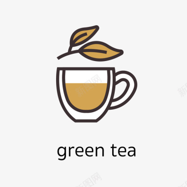 拉贝尔绿茶可爱绿茶的卡通图标矢量图图标
