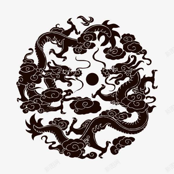 龙png免抠素材_88icon https://88icon.com 图腾 圆图腾 圆形 圆形龙图 手绘 插画 龙