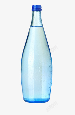 蓝色泉水透明解渴蓝色窄口塑料瓶饮用水实高清图片