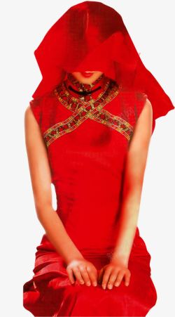红盖头中式新娘素材