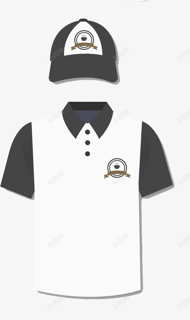 黑色的咖啡店服务员服装png免抠素材_88icon https://88icon.com 上衣 卡通 帅气 帽子 微领 手绘 设计 黑色