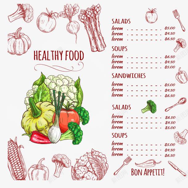 复古手绘果蔬菜单矢量图eps免抠素材_88icon https://88icon.com 复古 果蔬 矢量素材 膳食纤维 菜单 矢量图