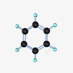 黑白色苯分子3D分子形状素材