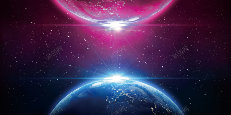 大气星球碰撞紫色背景背景