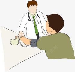 给男子检查血压的医生素材