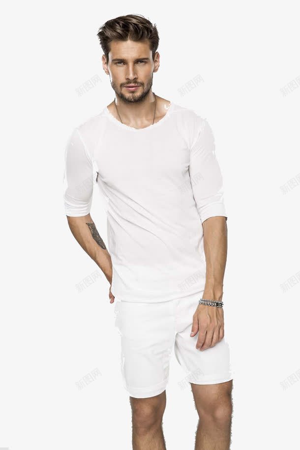 青年型男png免抠素材_88icon https://88icon.com 动作姿势 夏季T恤 白短袖 白色衣服 短裤