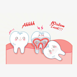卡通智齿牙痛图示素材