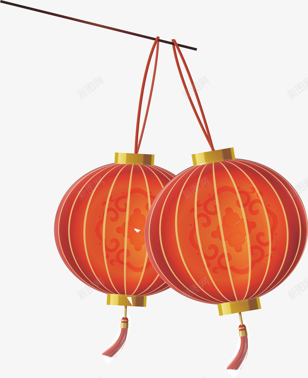 新年灯笼两个提灯png免抠素材_88icon https://88icon.com 元素 提灯 新年 春节 灯笼 红色 装饰