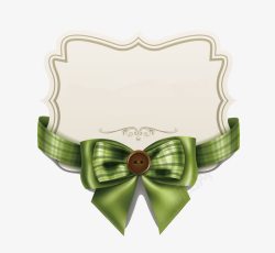 绿色丝带蝴蝶结卡片素材