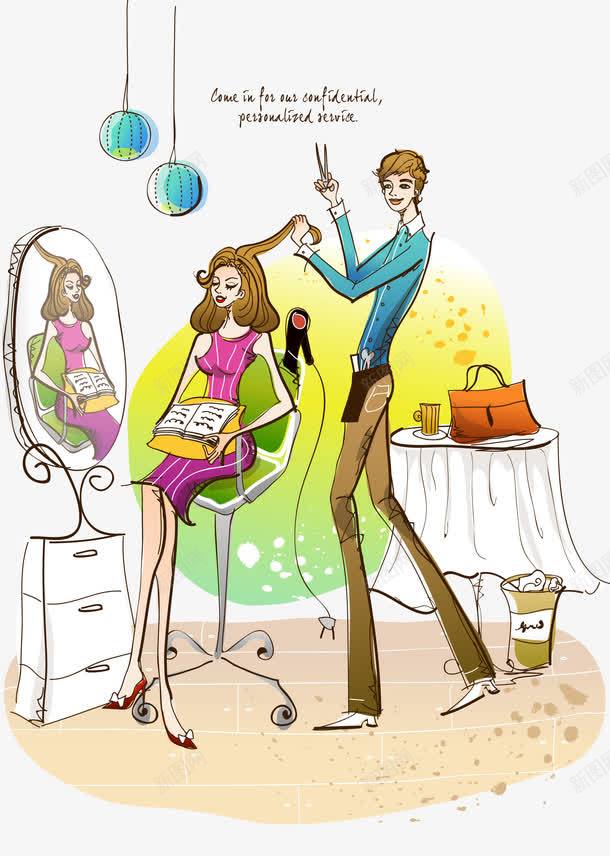 做美发的女郎png免抠素材_88icon https://88icon.com 卡通 卡通理发师 理发师 理发店 美发
