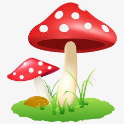 菌类插画图片手绘卡通红色白点蘑菇高清图片