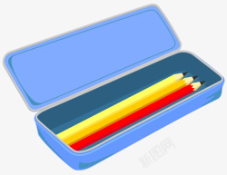 蓝色闭合金属的铅笔盒矢量图素材