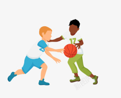 卡通版打篮球的小朋友素材