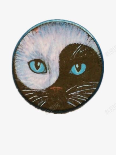 圆猫脸太极图png免抠素材_88icon https://88icon.com 创意 猫脸 神秘