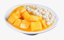 白盘子盛上芒果丸子甜品素材