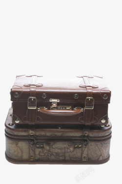 复古行李箱复古系棕色手提箱高清图片