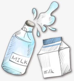 可爱手绘牛奶奶瓶素材