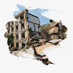 地震废墟场景素材