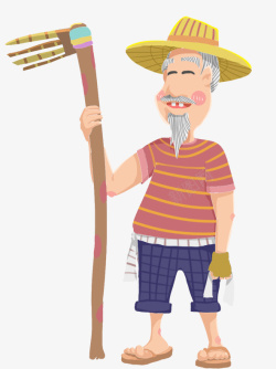 老农民手绘人物插图五一劳动节辛苦的老高清图片