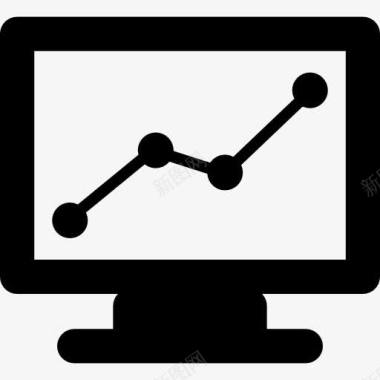 台式电脑显示器监测与统计图形图标图标