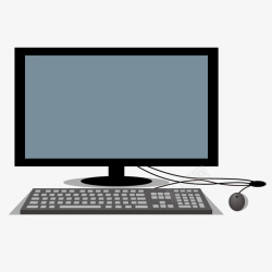 台式电脑键盘手绘办公室电脑插画矢量图高清图片
