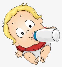 卡通金色头发胖胖婴儿在喝奶素材