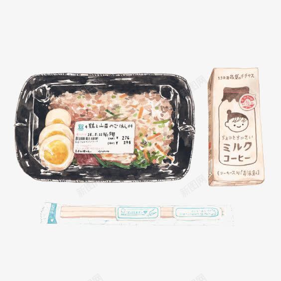 日系料理png免抠素材_88icon https://88icon.com 卡通 手绘 煎蛋 盒饭 筷子 酸奶