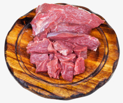牛排生食案板上的牛腿肉切块高清图片
