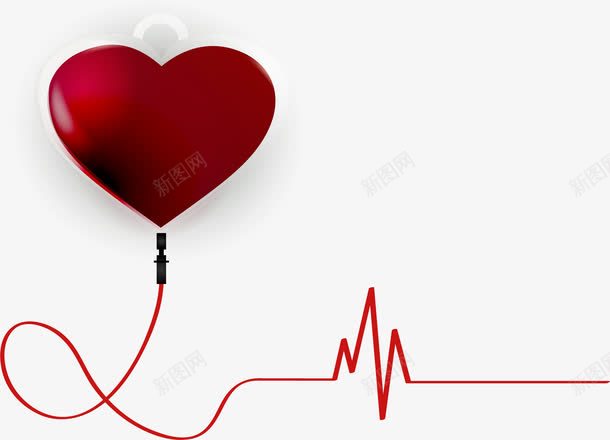 酒红色爱心心电图png免抠素材_88icon https://88icon.com 心电 心电感应 捐血 无偿献血 爱心血袋 矢量素材 酒红色