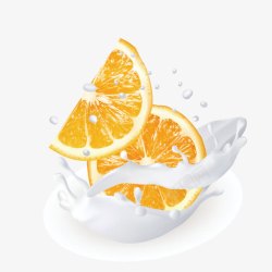 手绘飞溅的橙子牛奶素材